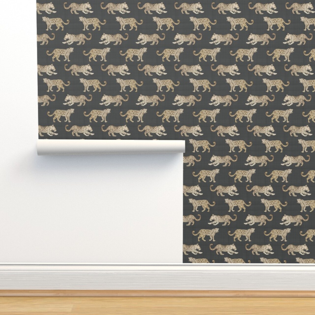 Watercolor Leopard Brown Black Whimsical Safari Chinoiserie Animal Print Custom Removable Wallpaper by Spoonflower Peel & Stick Wallpaper 2FT Wide
